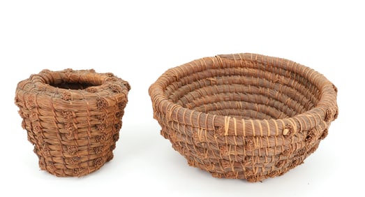 (2) NATIVE AMERICAN PINE NEEDLE BASKETS