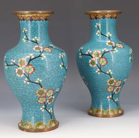 CHINESE CLOISONNE PAIR VASES