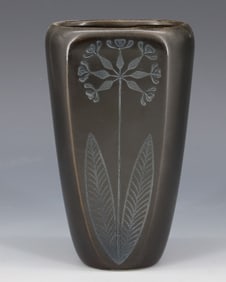 GUSTAVSBERG POTTERY AND OVERLAY FLORAL VASE