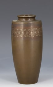 JAPANESE INLAID SILVER VASE