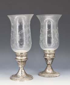 STERLING SILVER HURRICANE CANDLE HOLDERS