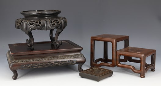 (4) ASIAN CARVED WOOD STANDS