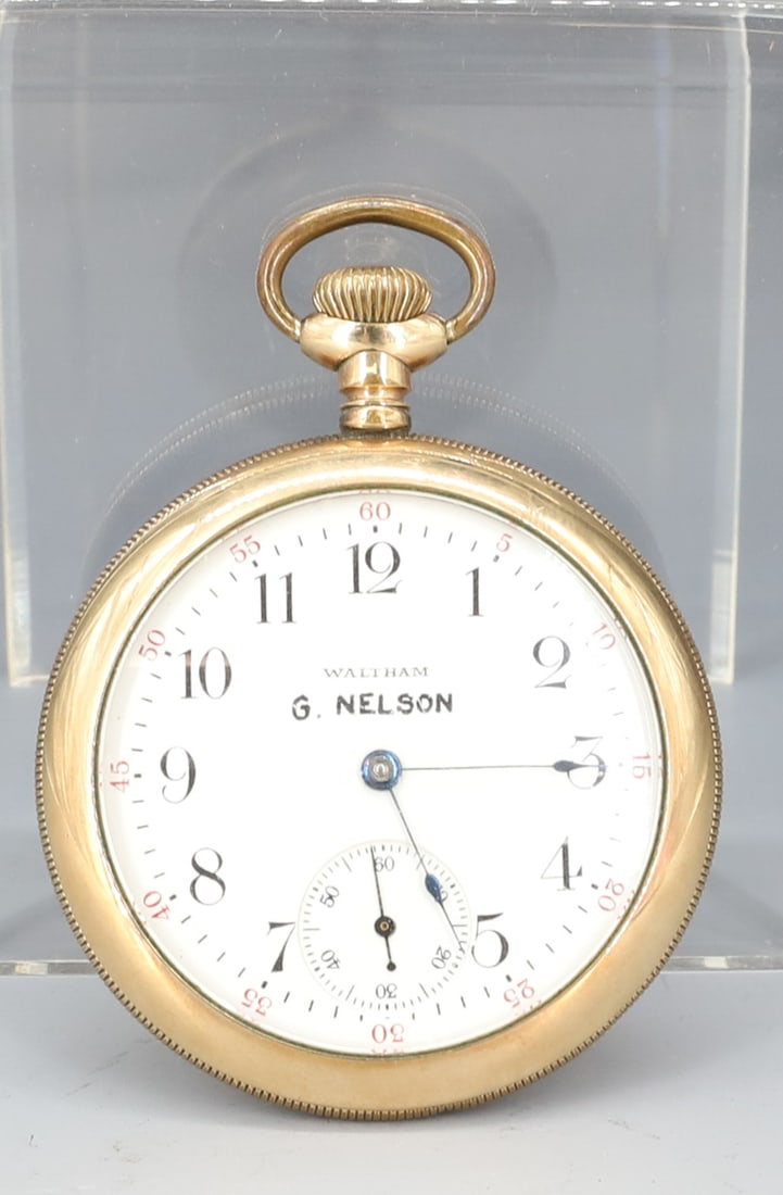 WALTHAM POCKET WATCH: 17 JEWELS # 1 6624358 EATON GOLD FILLED CASE WITH MONOGRAM WORKING 2 3/4" X 2 1/8" PLEASE READ CAREFULLY - Terms for Purchasing and Shipping of Auction Items. Please read carefully before bidding. Har