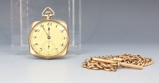 GOLD FILLED POCKET WATCH AND CHAIN