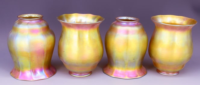 (4) QUEZAL ART GLASS SHADES