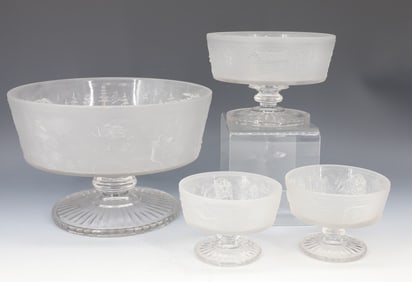 EARLY AMERICAN PRESSED GLASS WESTWARD HO PATTERN