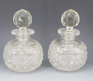 (2) EARLY AMERICAN BRILLIANT CUT GLASS PERFUME BOTTLES