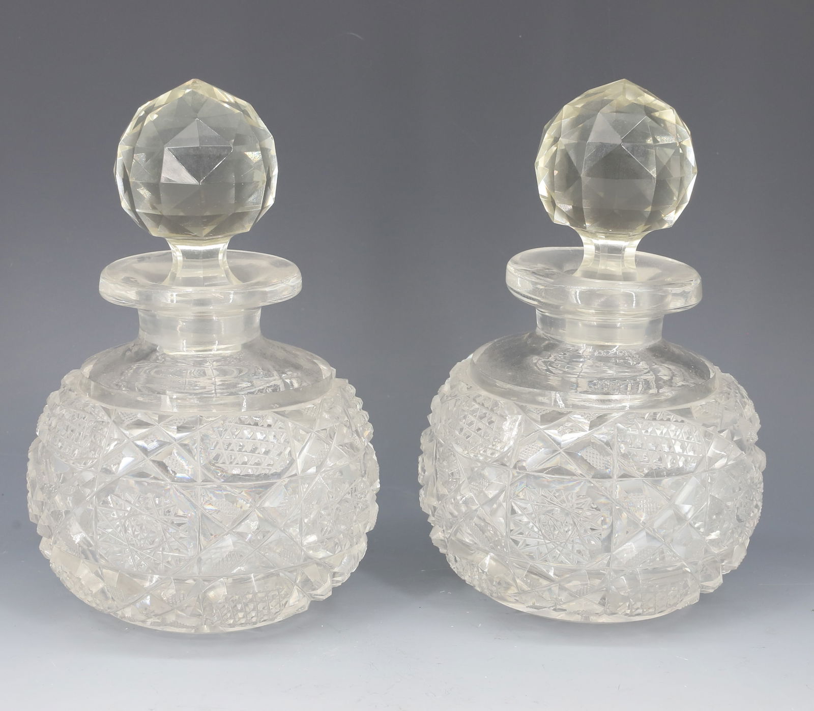 (2) EARLY AMERICAN BRILLIANT CUT GLASS PERFUME BOTTLES (1 of 4)