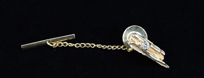 10K GOLD TIE TACK DIAMOND