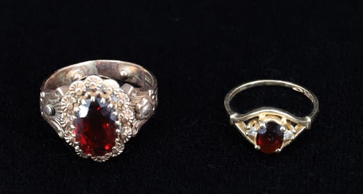 VICTORIAN (2) 10K GARNET RINGS