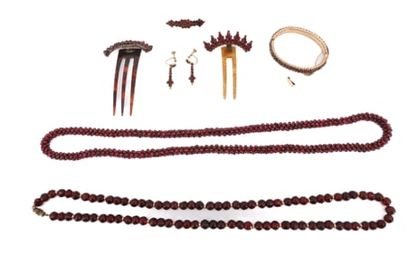 VICTORIAN GARNET JEWELRY LOT