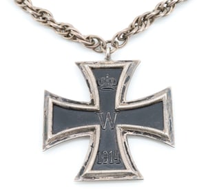 BRITISH IRON/SILVER CROSS WWI NECKLACE