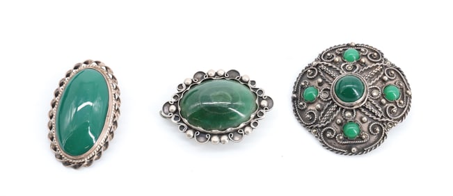 (3) STERLING SILVER BROOCHES