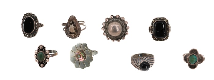 (8) STERLING SILVER RINGS