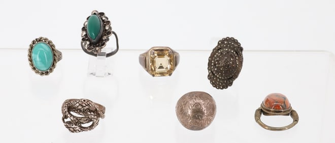 (7) STERLING SILVER RINGS