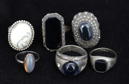 (6) STERLING SILVER RINGS