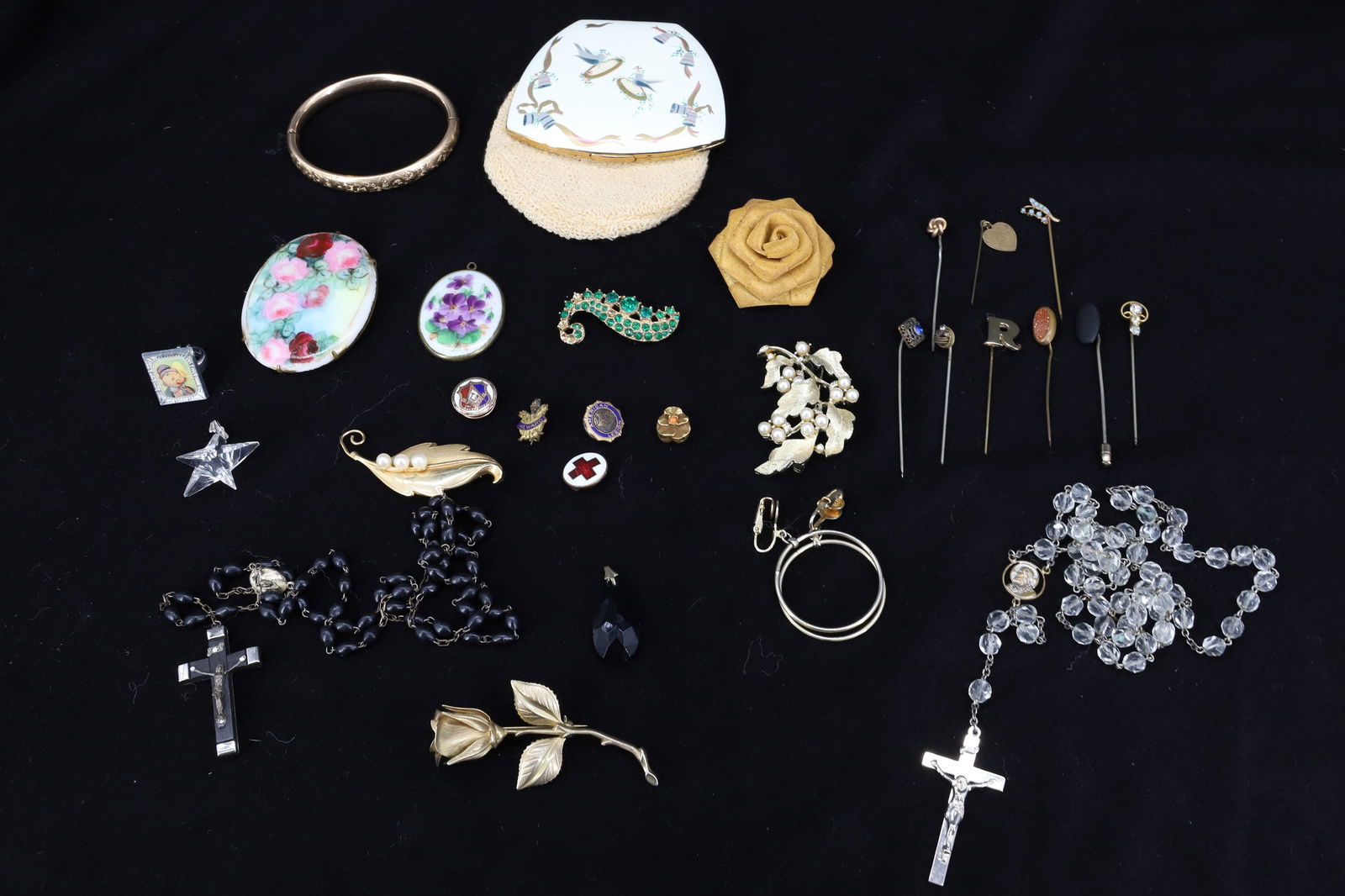 GOLD FILLED JEWELRY ANTIQUE STICK PINS LOT (1 of 5)