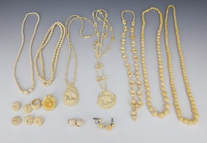 CARVED BONE JEWELRY LOT