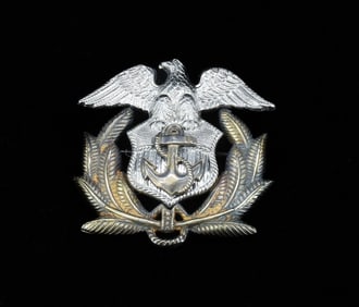 10K WHITE GOLD/STERLING NAVAL BROOCH