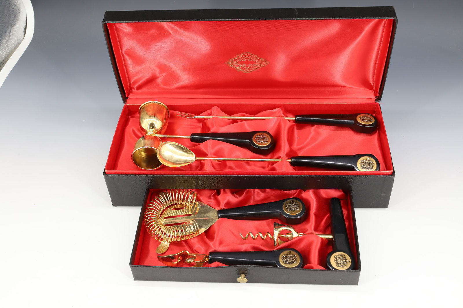 BRASS BAR SET AND ITALIAN STAINLESS SERVING PIECES (1 of 3)