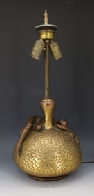 BRONZE OLIVE KOOKEN ART DECO NUDE LAMP