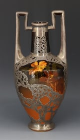 WELLER LOUWELSA SILVER OVERLAY VASE