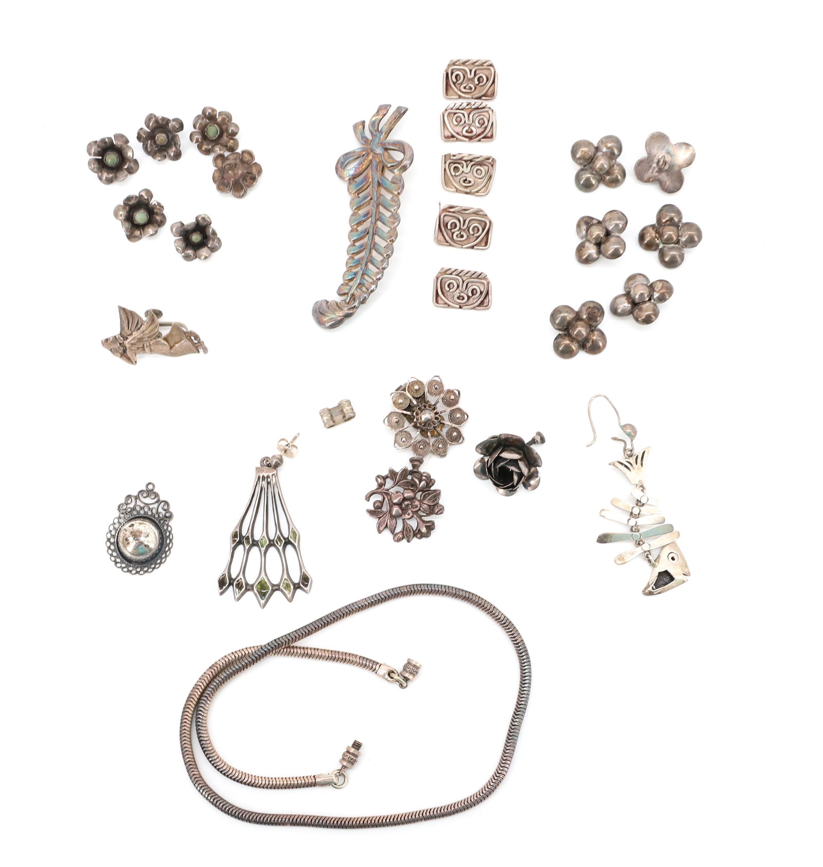 STERLING SILVER MEXICO BUTTONS LOT (1 of 4)