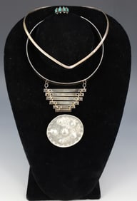 STERLING SILVER AND JENSEN BROOCH