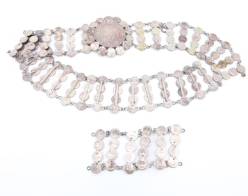 VINTAGE MEXICAN COIN SILVER BELT