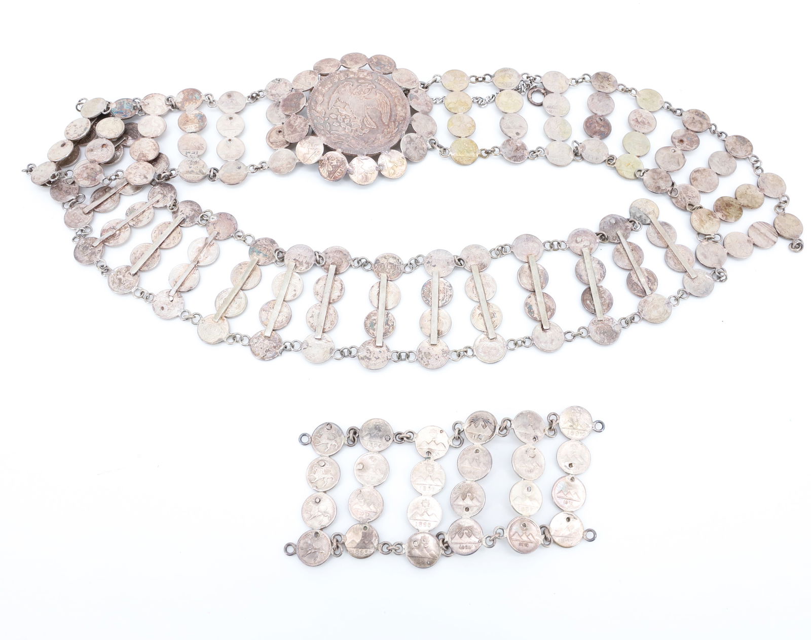 VINTAGE MEXICAN COIN SILVER BELT (1 of 4)