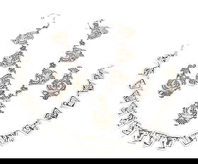 STERLING SILVER PERU JEWELRY: MATCHING EARRINGS AND BRACELET, MID CENTURY NECKLACE WITH ABSTRACT ANIMALS 14",16" L TOTAL WEIGHT 2.9 OZT PLEASE READ CAREFULLY - Terms for Purchasing and Shipping of Auction Items. Please read carefu