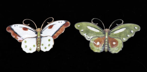 STERLING SILVER ENAMEL BUTTERFLIES NORWAY