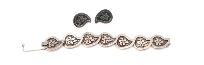 TAXCO STERLING SILVER BRACELET EARRINGS
