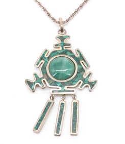 STERLING SILVER/JADE MEXICAN NECKLACE