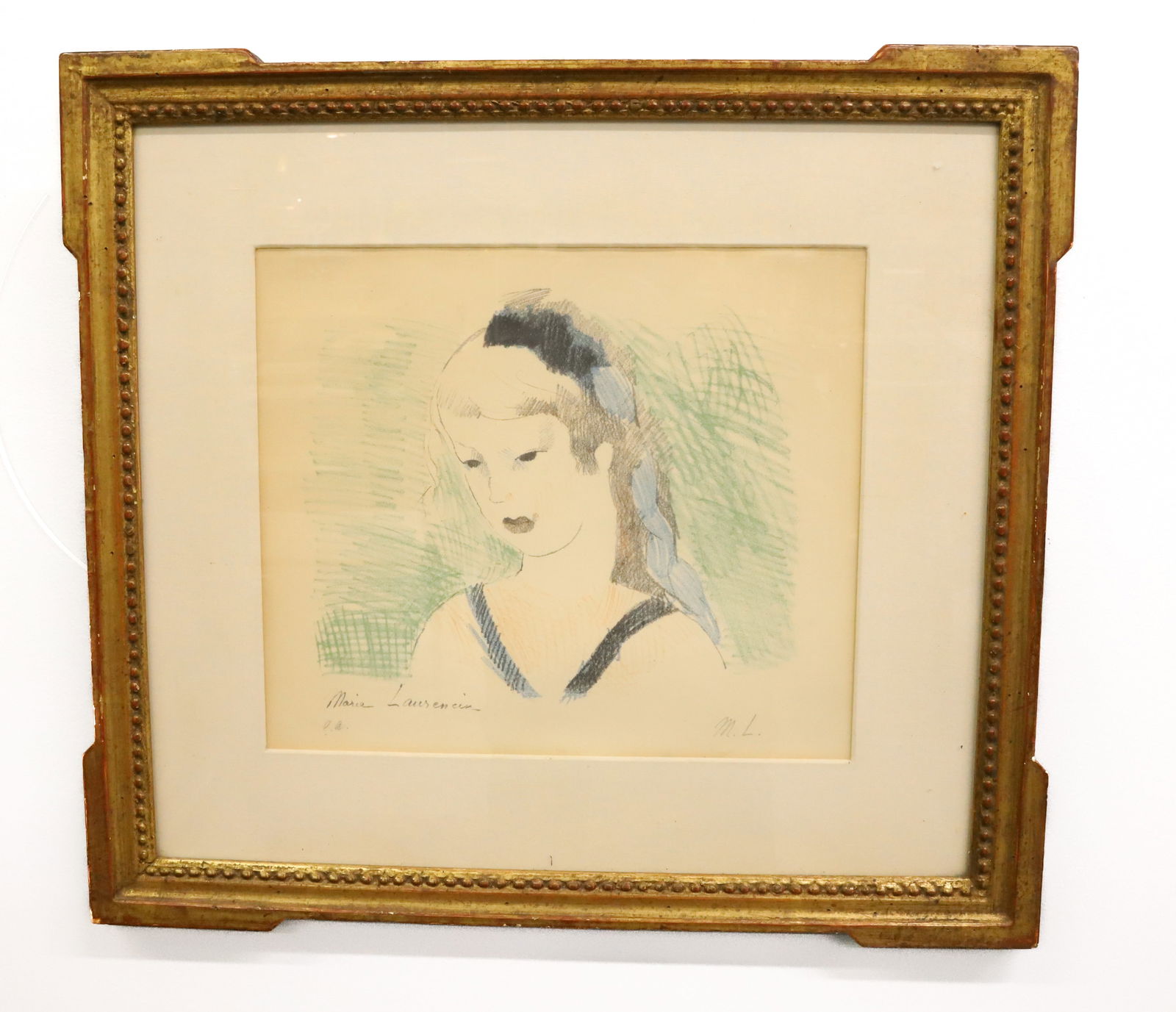 MARIE LAURENCIN "ALICE IN WONDERLAND": 1946 LITHOGRAPH SIGNED IN PENCIL LOWER RIGHT M.L. VIEW SIGHT 9 1/4" X 11" OVERALL 16 1/2" X 18" PLEASE READ CAREFULLY - Terms for Purchasing and Shipping of Auction Items. Please read carefully before