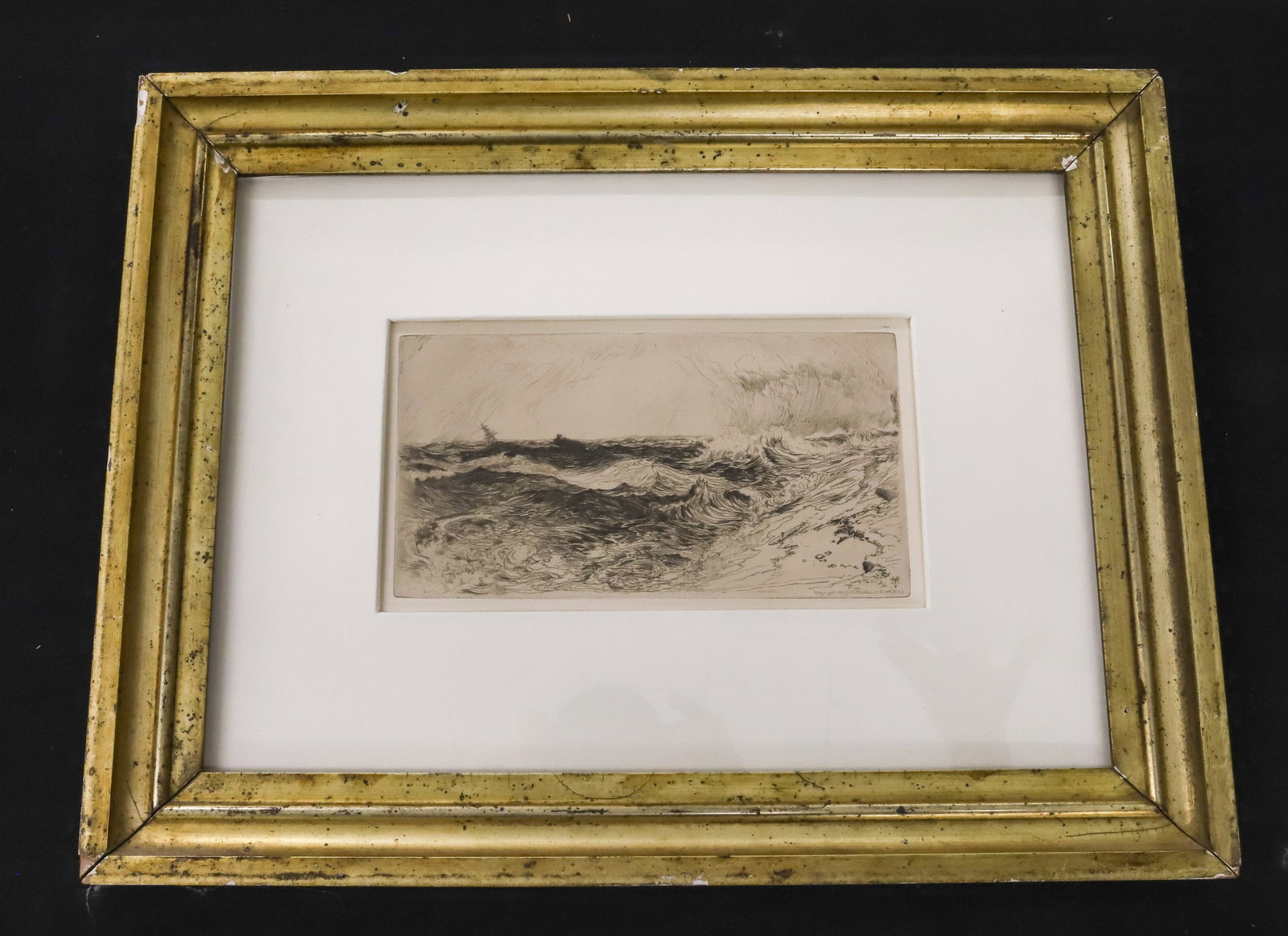C. KLACKNER 1886 SEA STORM: COPYRIGHT 1886 C. KLACKNER NYC SIGHT VIEW 4 3/4" X 8 1/2" OVERALL 12 3/8" X 16 3/4" PLEASE READ CAREFULLY - Terms for Purchasing and Shipping of Auction Items. Please read carefully before bidding. Ha