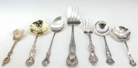(7) ANTIQUE STERLING SILVER FLATWARE