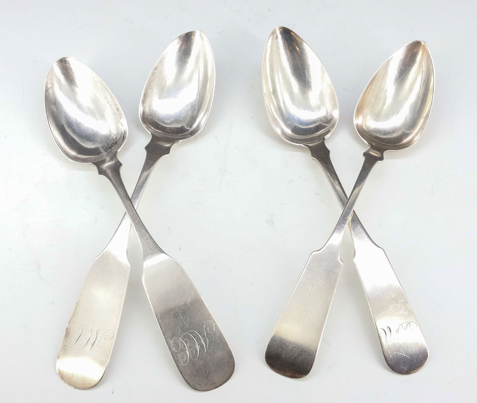 (4) EARLY COIN SILVER TABLE SPOONS (1 of 3)