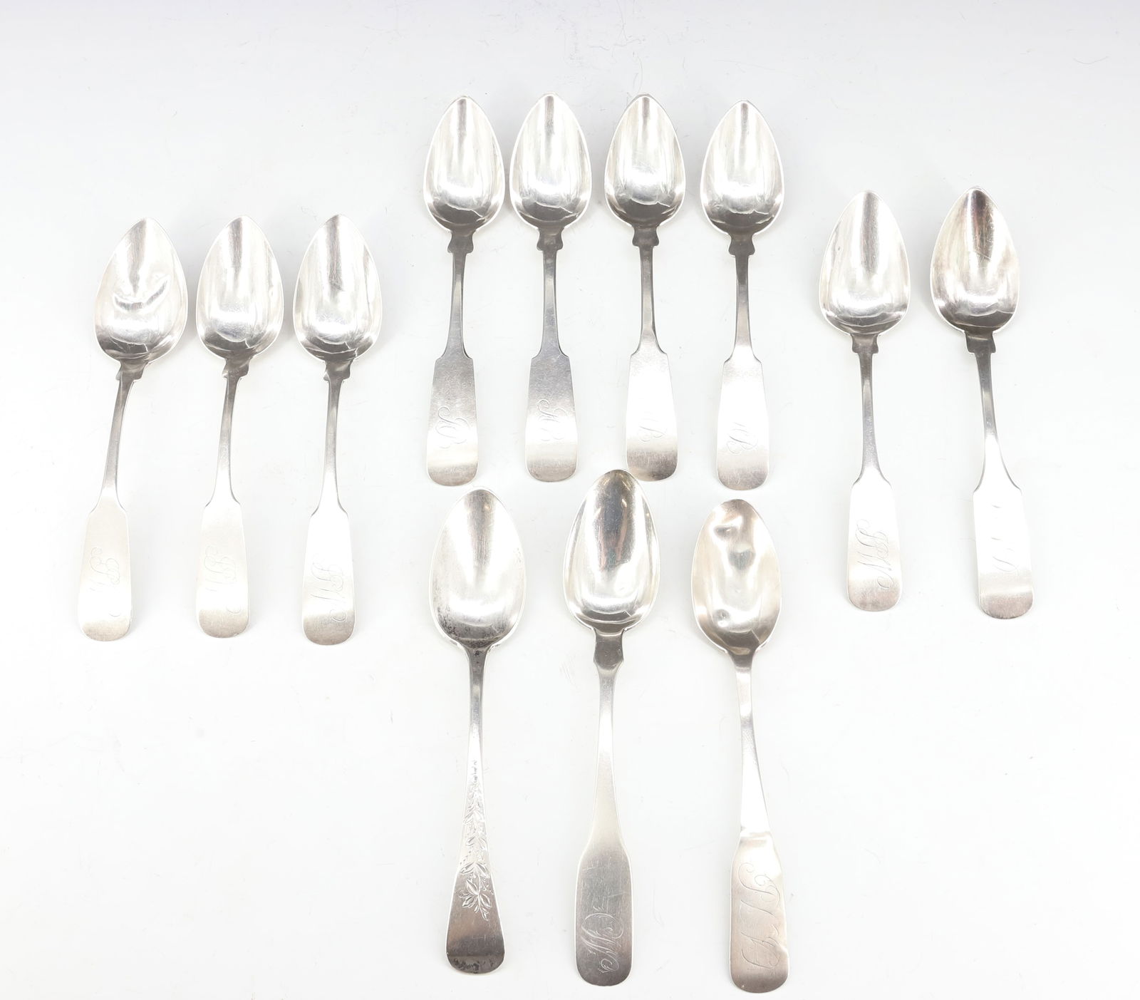 (10) EARLY COIN SILVER TEASPOONS (1 of 5)