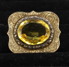 VICTORIAN 10K WEIGHTED BROOCH