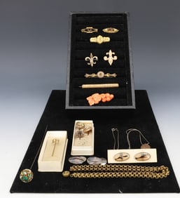 VICTORIAN GOLD FILLED AND METAL JEWELRY