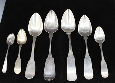 (7) EARLY COIN SILVER SPOONS