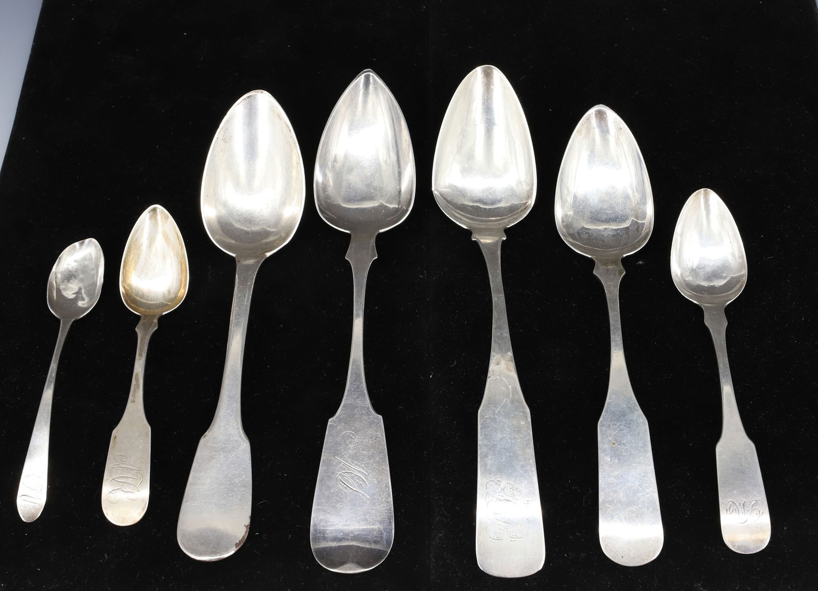 (7) EARLY COIN SILVER SPOONS (1 of 4)