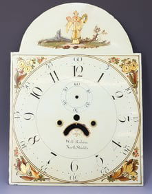 19TH C. HAND PAINTED TALL CLOCK FACE