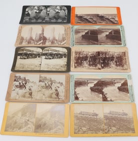 (10) STEREOVIEW CARDS TIGHTROPE WALKING, JERSEY SHORE, NH