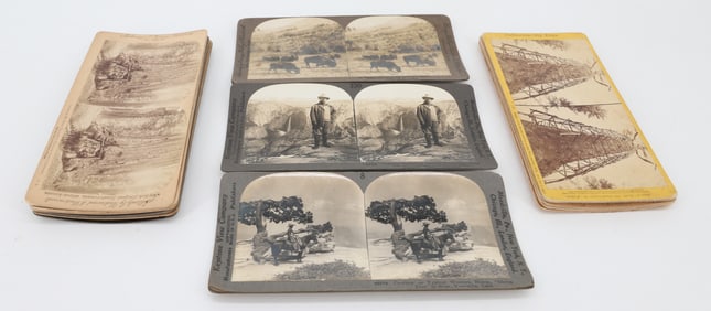 (15) STEREOVIEW CARDS, YELLOWSTONE, YOSEMITE, ROCKIES, ROOSEVELT
