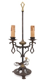 MISSION STYLE CAST IRON/BRASS TABLE LAMP
