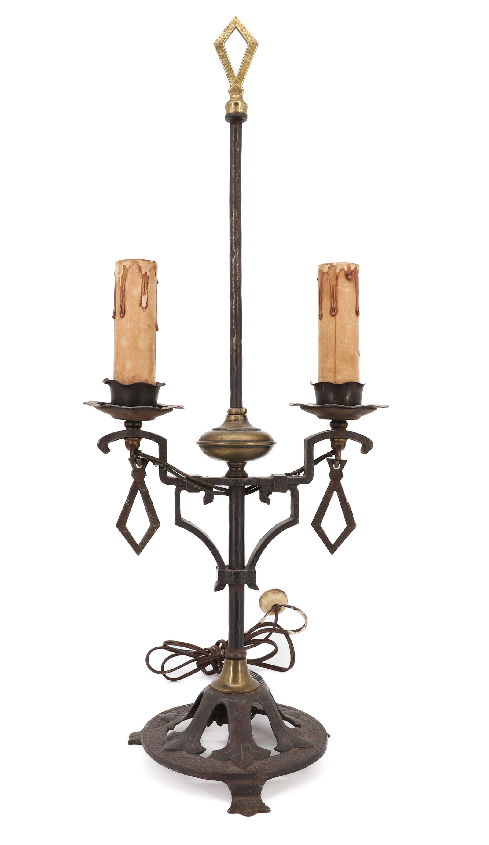 MISSION STYLE CAST IRON/BRASS TABLE LAMP (1 of 6)