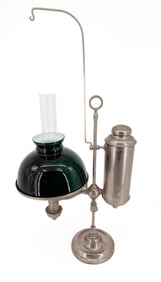 NICKEL PLATED STUDENT LAMP EMERALD CASED SHADE