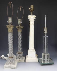 (4) TABLE LAMPS CORINTHIAN COLUMNS/ART DECO